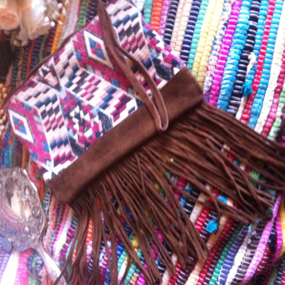 American Eagle Outfitters Leather Fringe Clutch